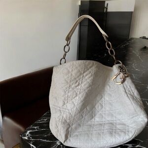 Authentic Christian Dior Quilted Leather Shoulder Bag